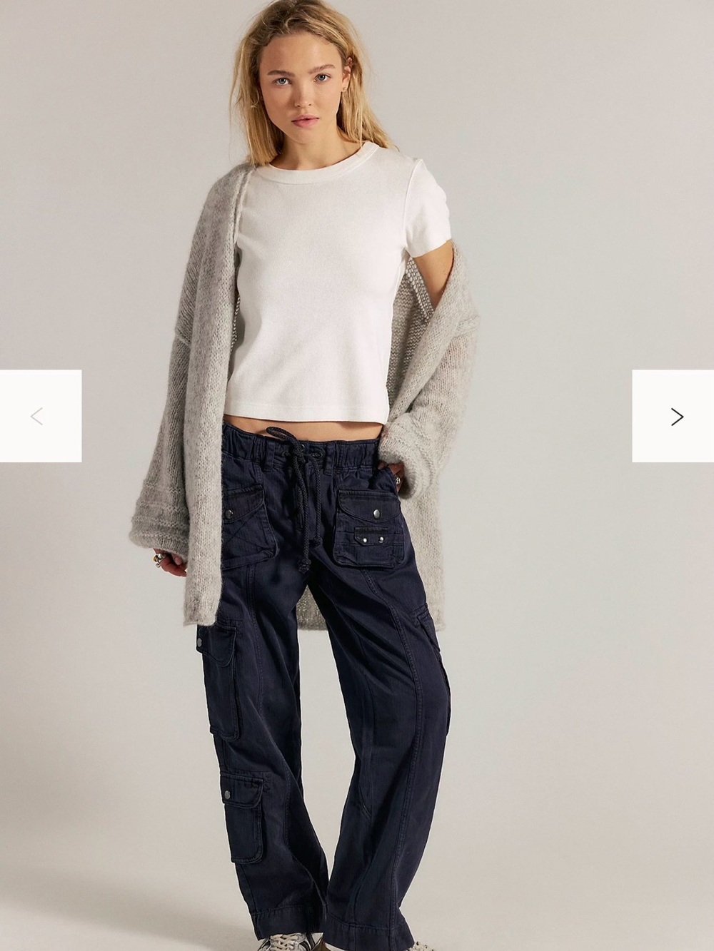 Free People We The Free Tahiti Pull-On Cargo Pants Medium Black NWT